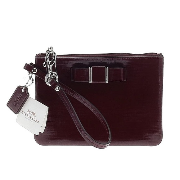 Brand NWT Coach Darcy Patent Bow Small Wristlet - Picture 1 of 6